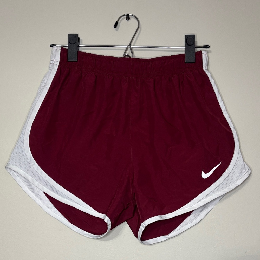 Nike Women's Burgundy and White Athletic Shorts